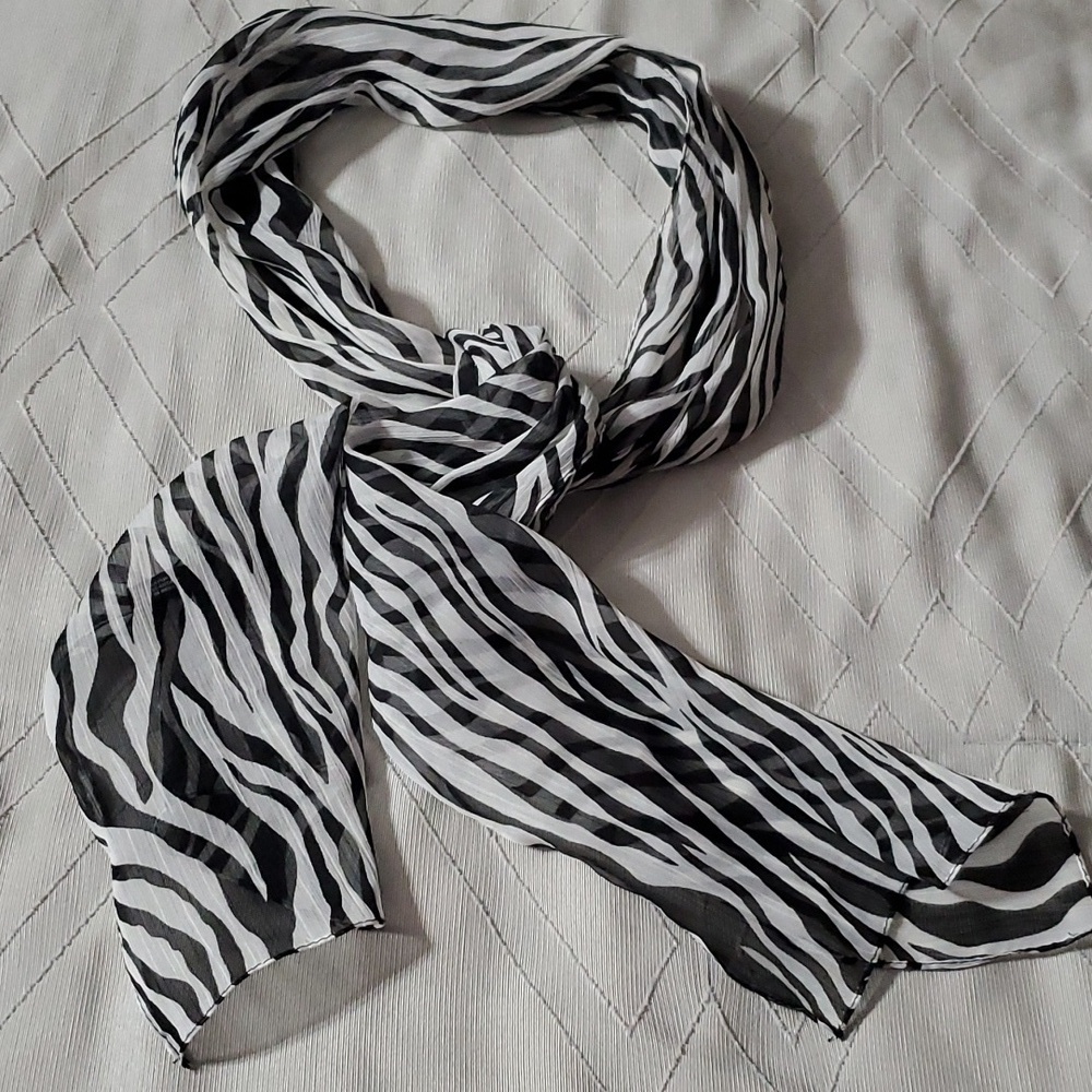 Beautiful Women's Banjara Sheer Zebra Print Scarf 12" X 67" Rayon Necktie